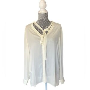 Ann Taylor Tie Neck Blouse Women’s Large – Ivory